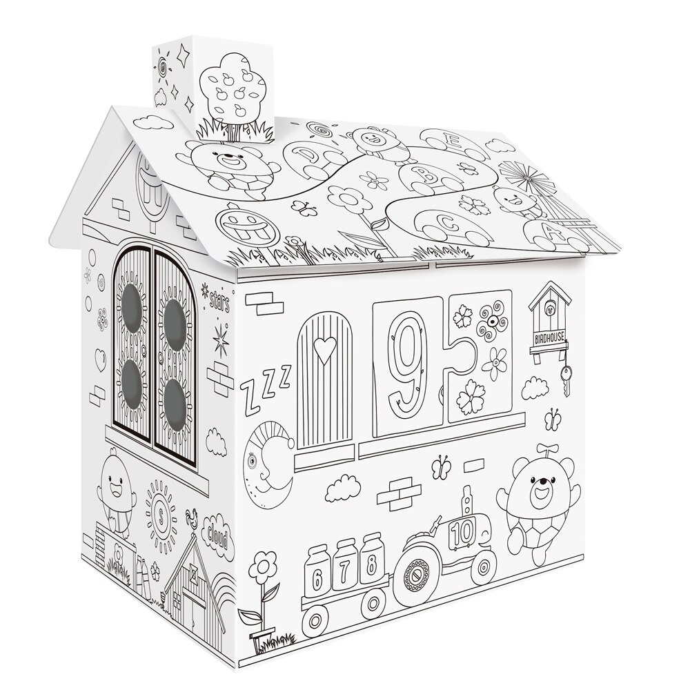Coloring Cardboard House Craft Playhouse Coloring Cardboard House Craft Playhouse