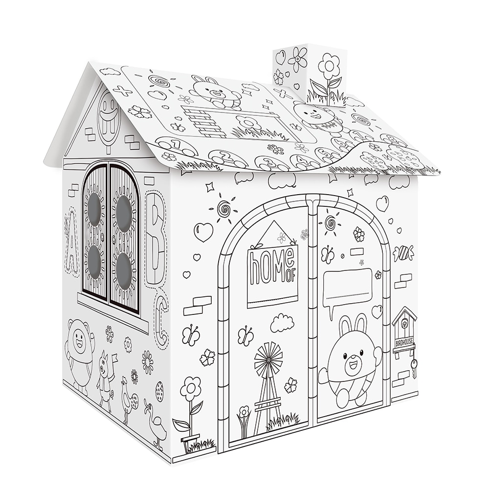 Coloring Cardboard House Craft Playhouse Coloring Cardboard House Craft Playhouse