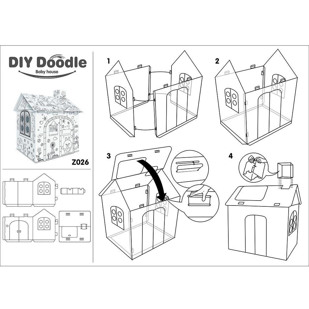 Coloring Cardboard House Craft Playhouse Coloring Cardboard House Craft Playhouse