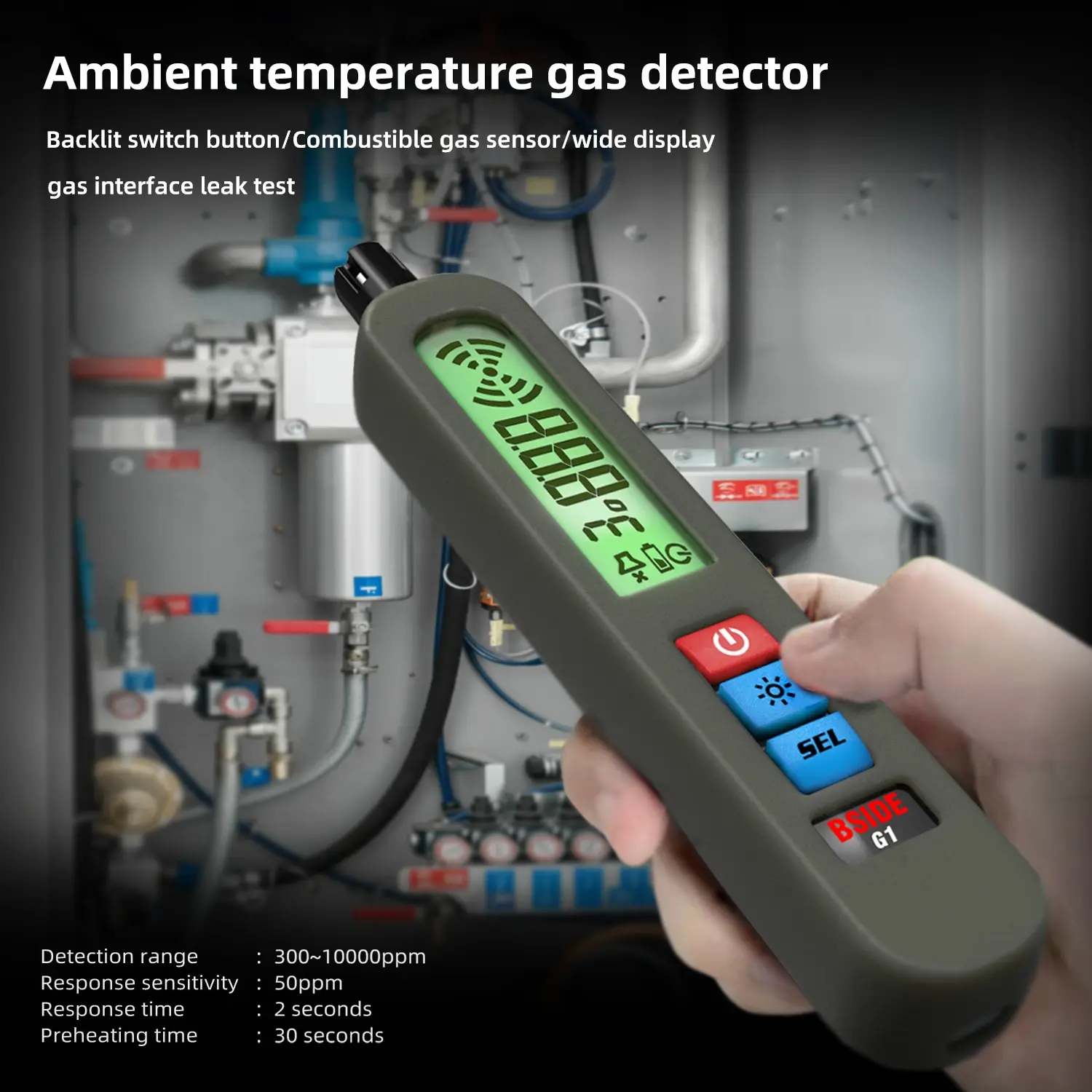 Combustible Gas Detector Portable Charging Model Natural Gas Coal Gas Leakage Alarm Air Temperature and Humidity Test