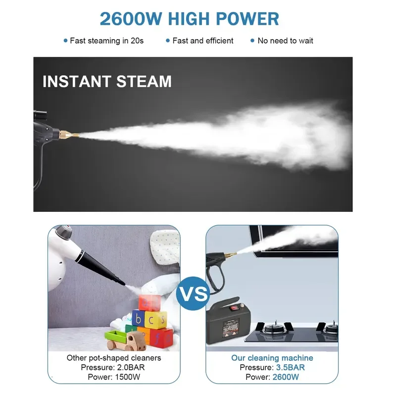 Commercial Household 3000W Steam Cleaner Adjusted Function Air Conditioning Kitchen Hood Car Steaming Cleaner Alkaline