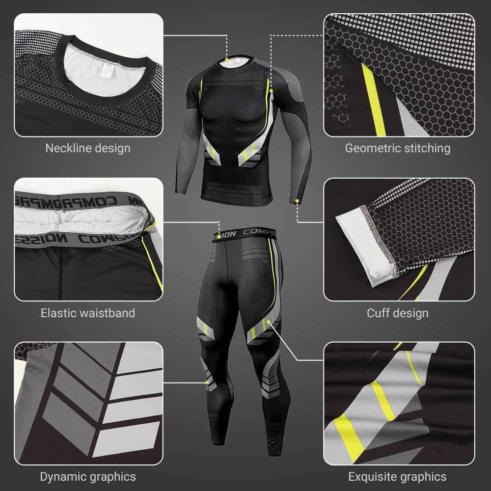 Compression Underwear Gym Sportswear Suit Men Tights Training Clothes Workout Jogging Sports Set Running Rashguard Compression Underwear Gym Sportswear Suit Men Tights Training Clothes Workout Jogging Sports Set Running Rashguard
