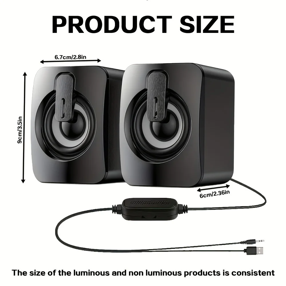 Computer Speakers PC Sound Box HIFI Stereo Microphone USB Wired Caixa De Som with LED Light For Desktop Computer