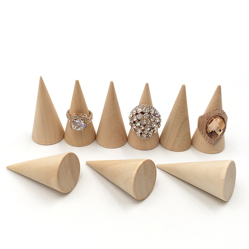 Cone Wooden Ring Display (6 pcs)