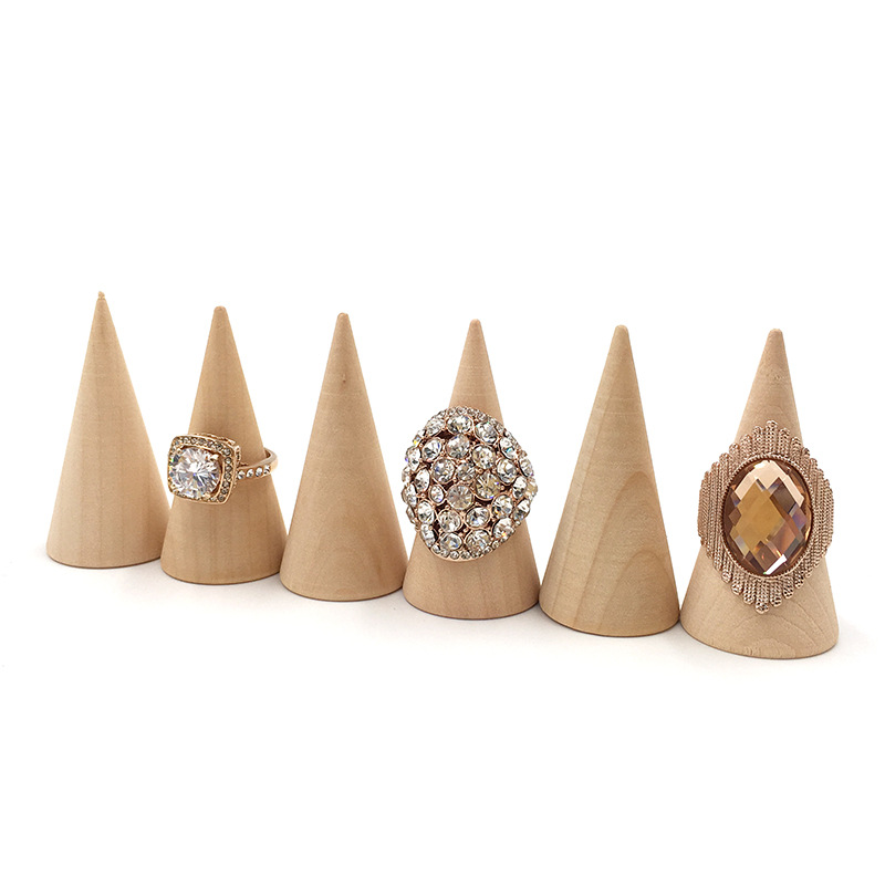 Cone Wooden Ring Display (6 pcs)