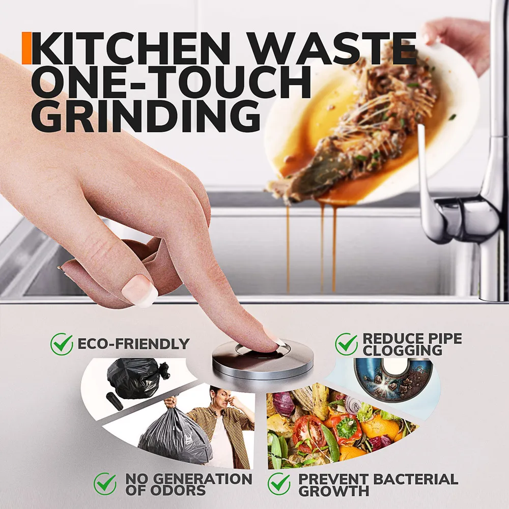 Continuous Feed Garbage Disposal with Sound Reduction,1/2 HP Stainless Steel Food Waste Grinding System,Power Cord Continuous Feed Garbage Disposal with Sound Reduction,1/2 HP Stainless Steel Food Waste Grinding System,Power Cord