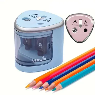 Convenient Electric Double Hole Pencil Sharpener – Quick Easy Sharpening for 6-12mm Pencils Convenient Electric Double Hole Pencil Sharpener – Quick Easy Sharpening for 6-12mm Pencils