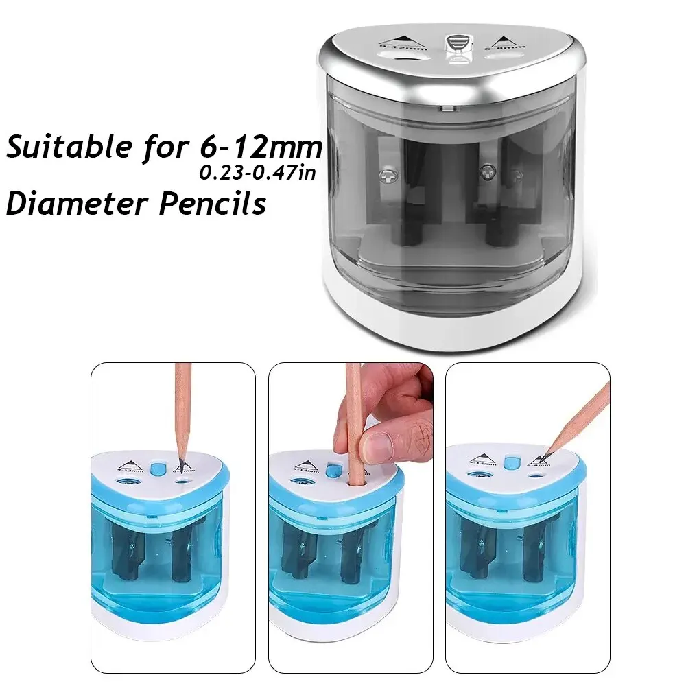 Convenient Electric Double Hole Pencil Sharpener – Quick Easy Sharpening for 6-12mm Pencils Convenient Electric Double Hole Pencil Sharpener – Quick Easy Sharpening for 6-12mm Pencils