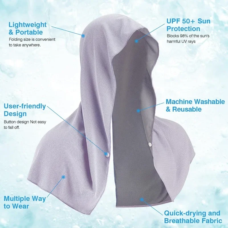 Cooling Hoodie Towel Cooling Towels Quick Drying Absorbent Towels for Neck and Face UV Protection Sport Workout Camping