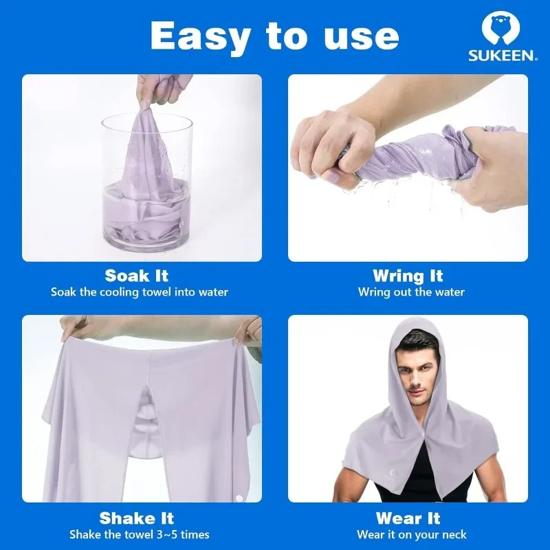 Cooling Hoodie Towel Cooling Towels Quick Drying Absorbent Towels for Neck and Face UV Protection Sport Workout Camping