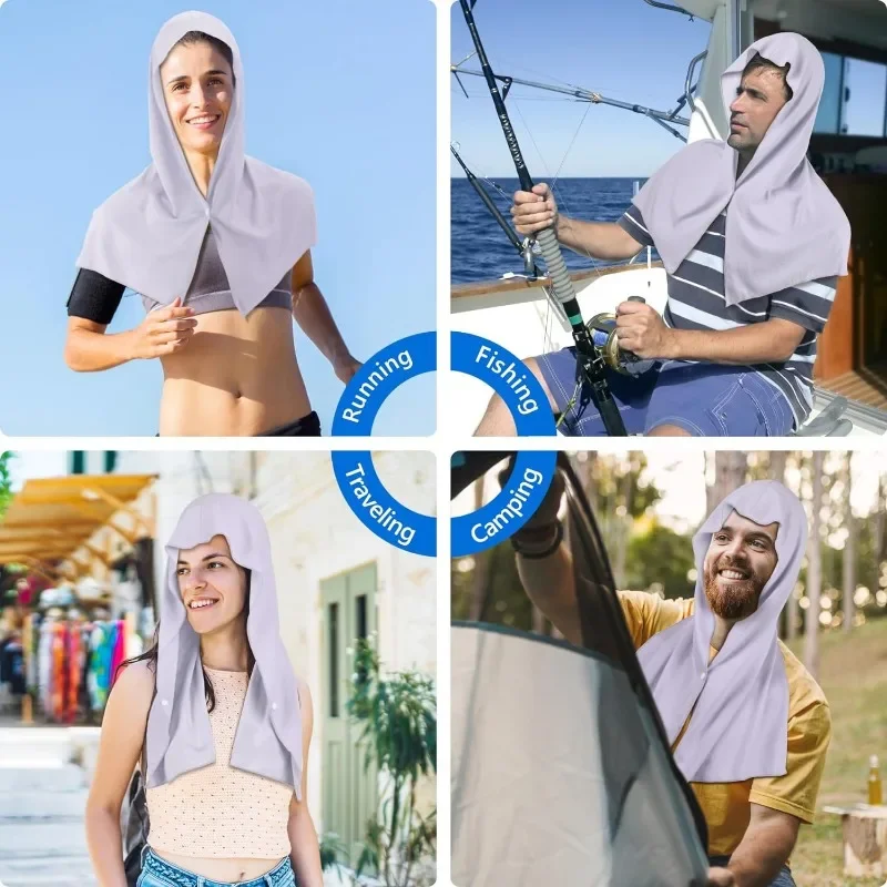 Cooling Hoodie Towel Cooling Towels Quick Drying Absorbent Towels for Neck and Face UV Protection Sport Workout Camping