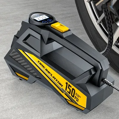 Corded Portable Car Air Pump Upgraded 12V 150PSI Electric Tire Inflator Pump Motorcycle Bike Ball LED Light Car Air