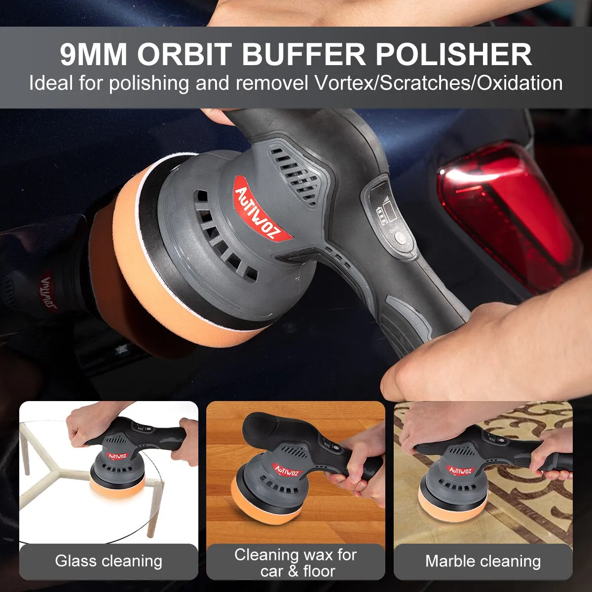 Cordless Car Polishing Machine Wireless Car Polisher 5800rpm Brushless Dual Action Car Polish Machine With 12V Battery