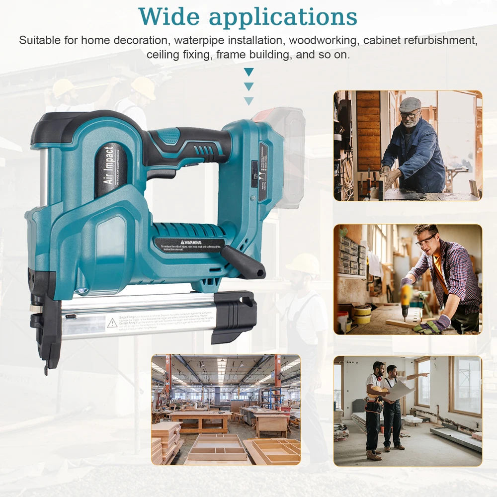 Cordless Electric 2 in 1 Nailer and Stapler Gun with 200pcs 32mm and 200pcs 50mm Nails Compatible