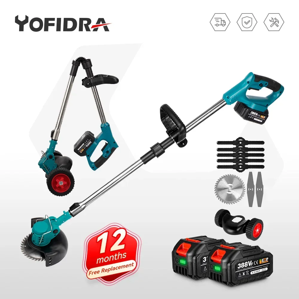 Cordless Electric Lawn Mower Foldable Adjustable Trimmer Efficient Garden Pruning Cutting Power Tools For Makita 18V