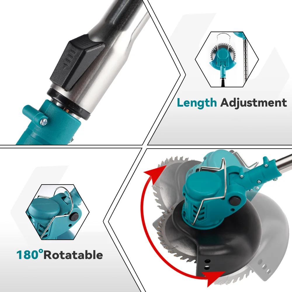 Cordless Electric Lawn Mower Foldable Adjustable Trimmer Efficient Garden Pruning Cutting Power Tools For Makita 18V