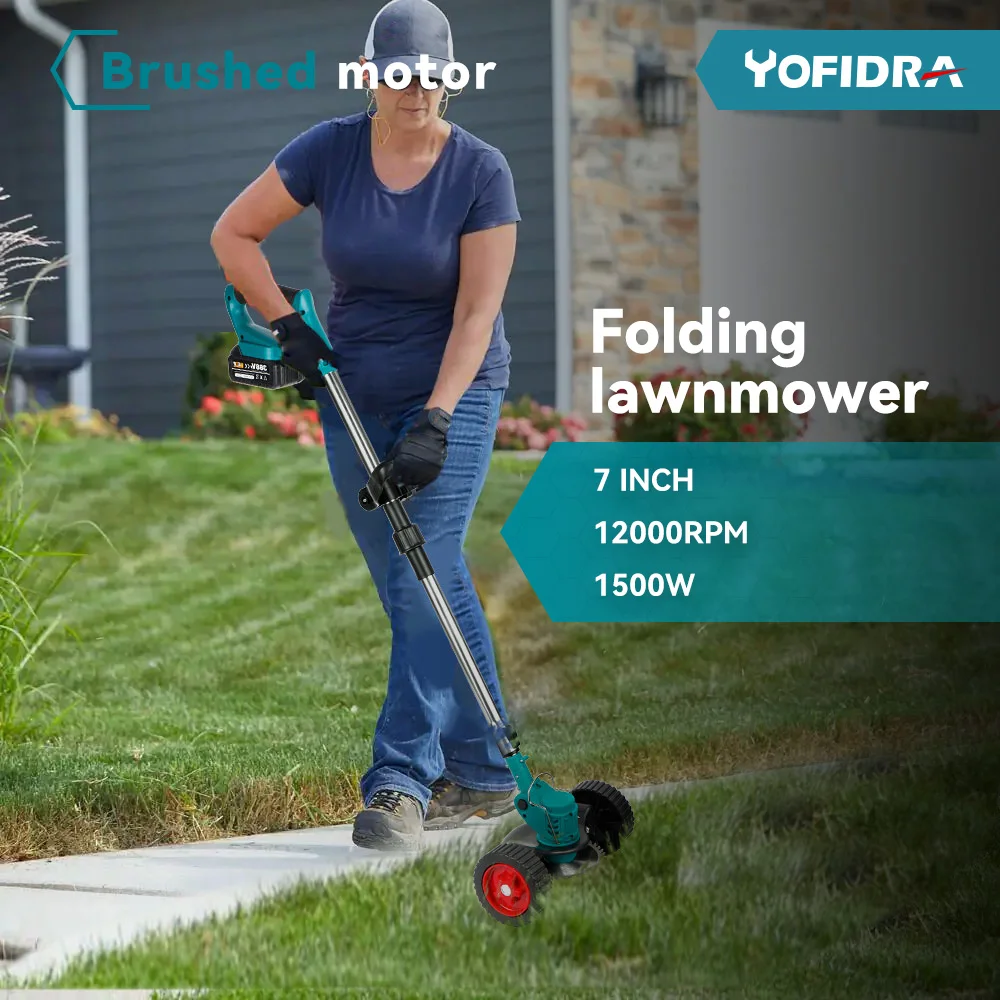 Cordless Electric Lawn Mower Foldable Adjustable Trimmer Efficient Garden Pruning Cutting Power Tools For Makita 18V
