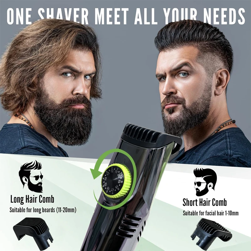 Cordless Men Beard Trimmer Rechargeable Electric Shaver with 20 Trim Built-in Vacuum Clipper for Mustache Sideburns Cordless Men Beard Trimmer Rechargeable Electric Shaver with 20 Trim Built-in Vacuum Clipper for Mustache Sideburns