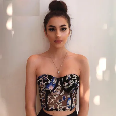 Corset Tube Top with Floral Embroidery Corset Tube Top with Floral Embroidery