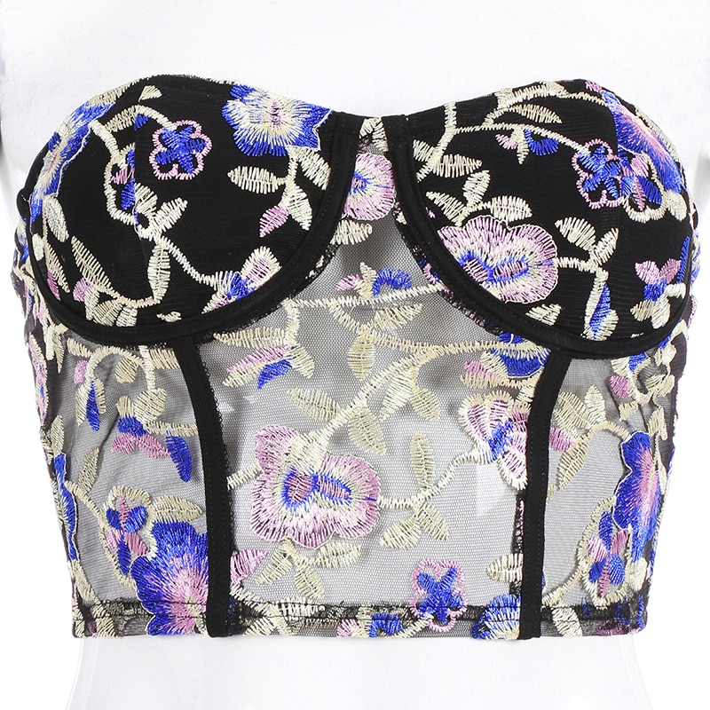 Corset Tube Top with Floral Embroidery Corset Tube Top with Floral Embroidery