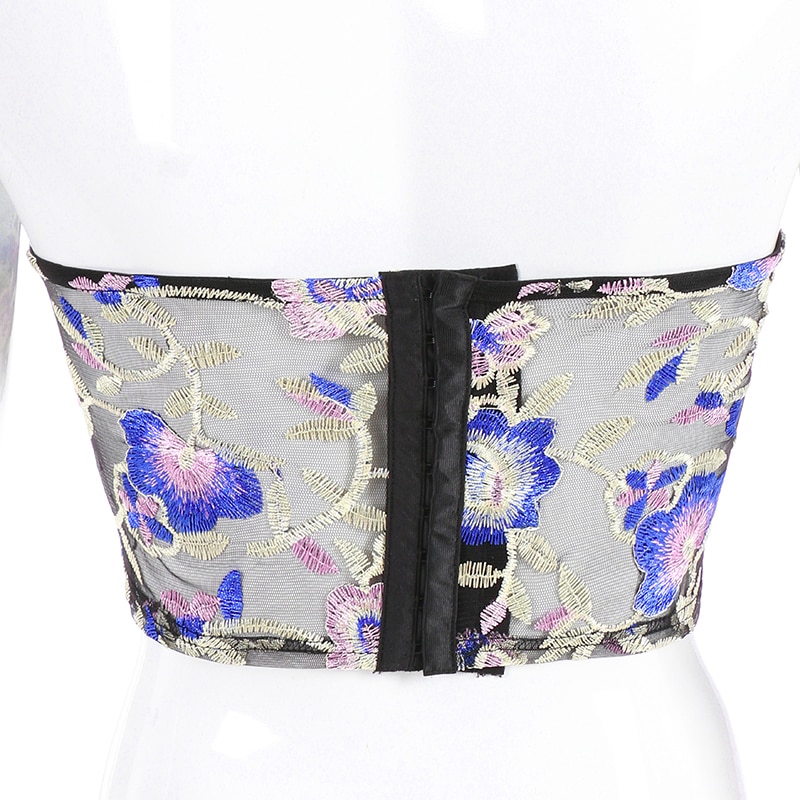 Corset Tube Top with Floral Embroidery Corset Tube Top with Floral Embroidery