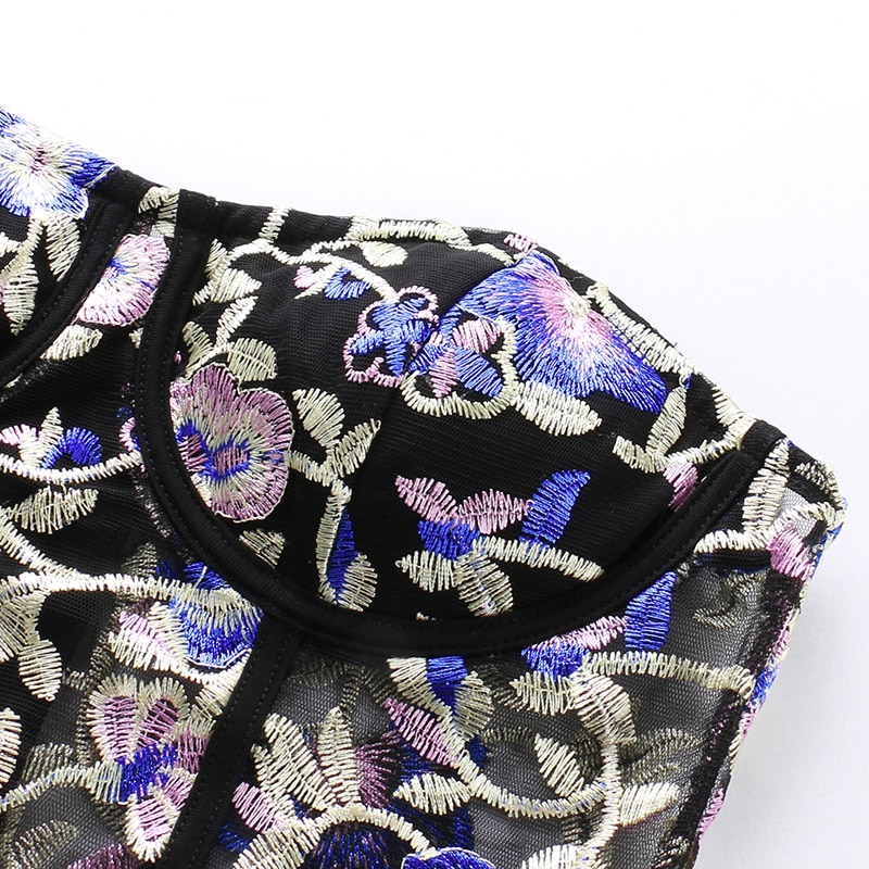 Corset Tube Top with Floral Embroidery Corset Tube Top with Floral Embroidery