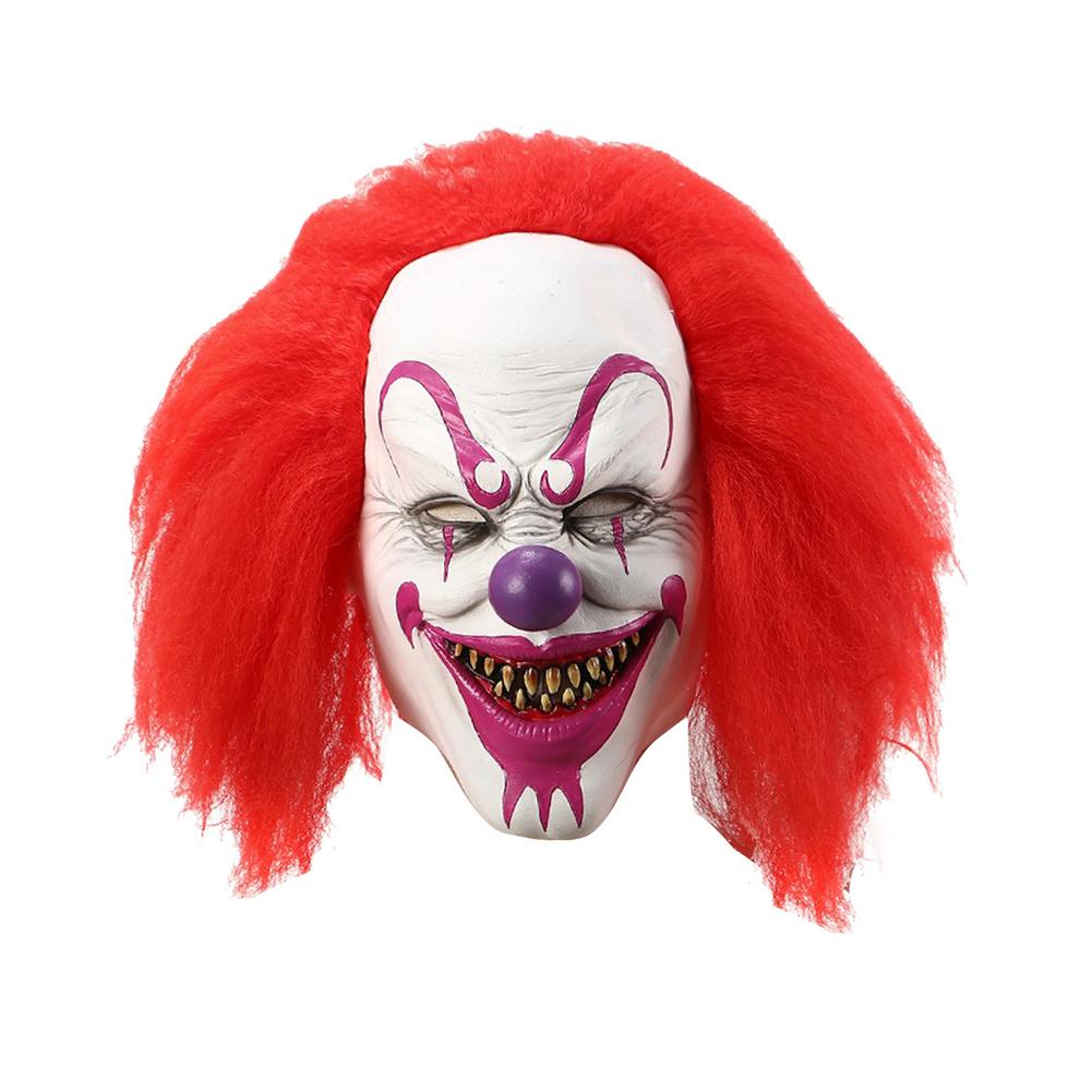 Cosplay Halloween Face Cover Clown Face Cover Halloween Party Red Eye Latex Headgear Funny Masquerade Costume Props