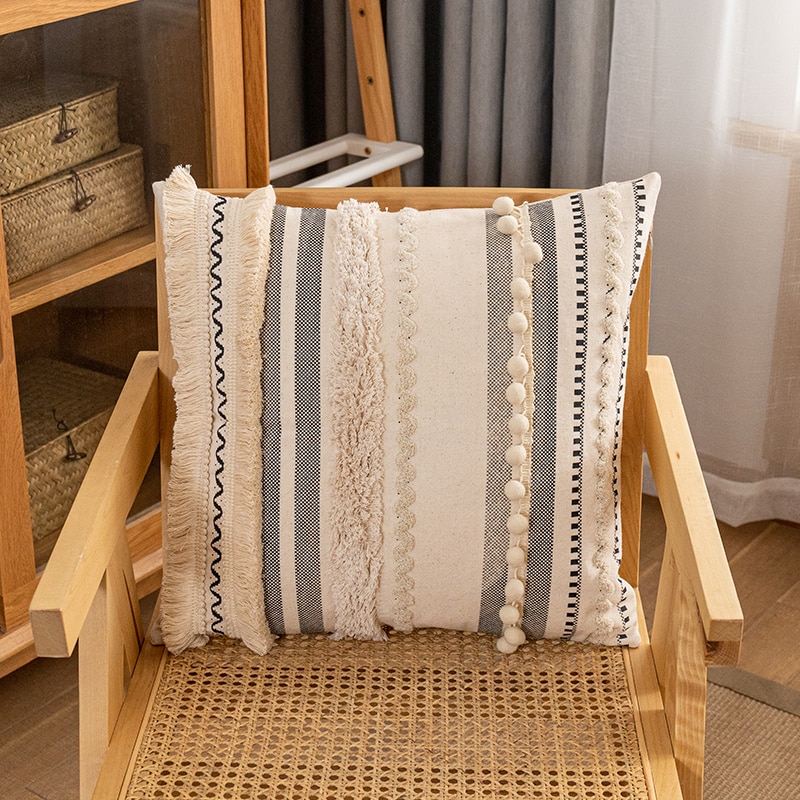 Cotton Boho Throw Pillow Cover