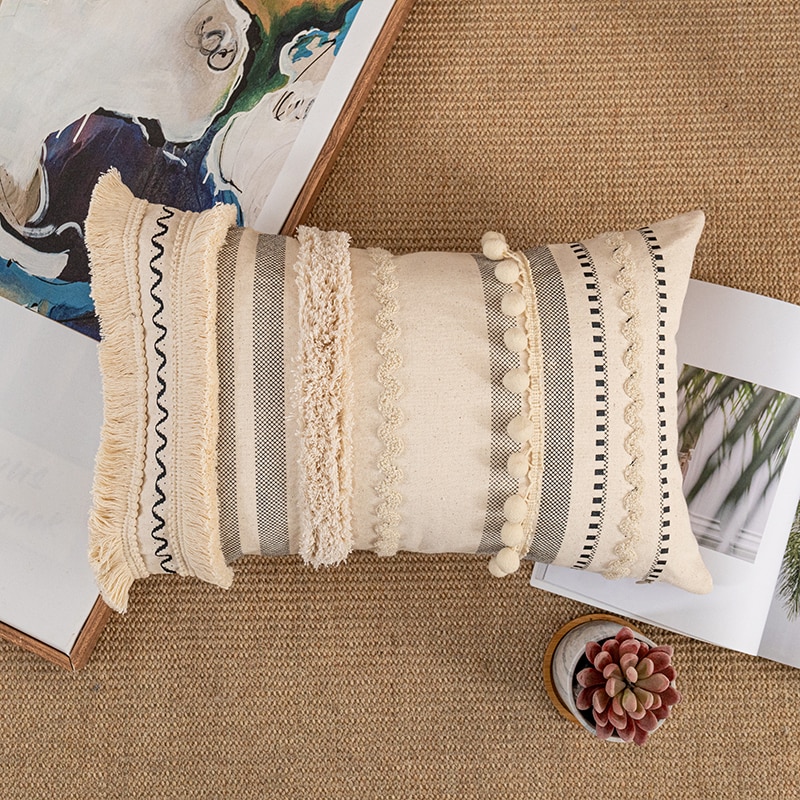 Cotton Boho Throw Pillow Cover