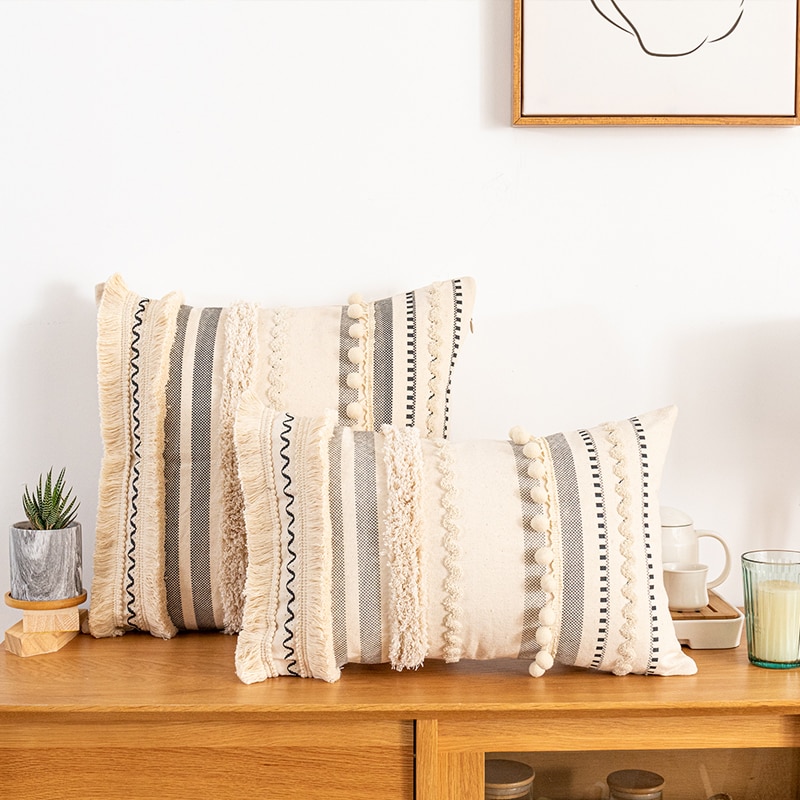 Cotton Boho Throw Pillow Cover