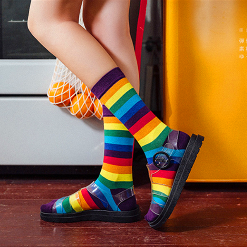 Cotton Casual Stripe Rainbow Socks Cotton Casual Stripe Rainbow Socks