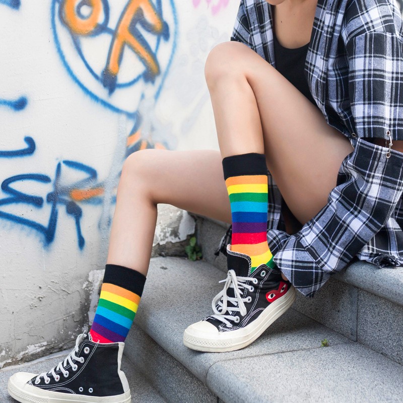Cotton Casual Stripe Rainbow Socks Cotton Casual Stripe Rainbow Socks