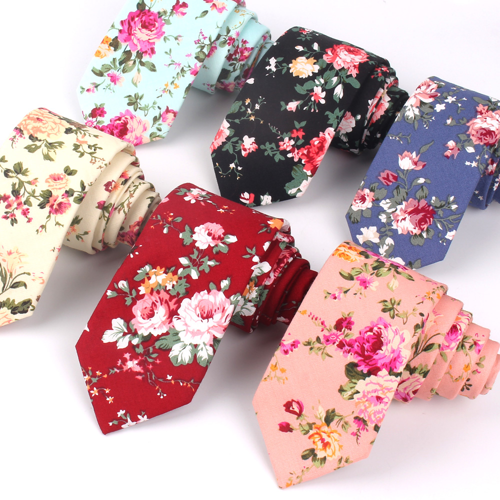 Cotton Fabric Floral Neck Tie Cotton Fabric Floral Neck Tie