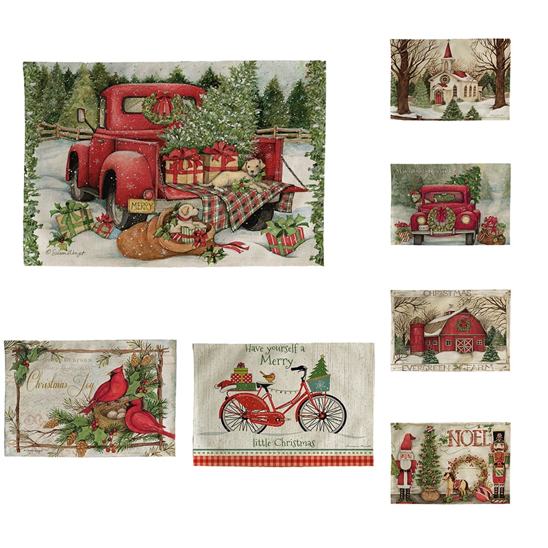 Cotton Linen Christmas Table Mat