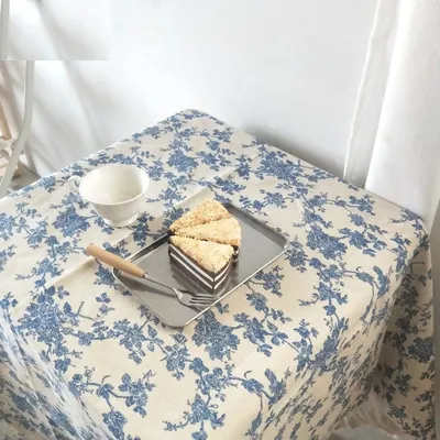 Cotton Linen Floral Tablecloth