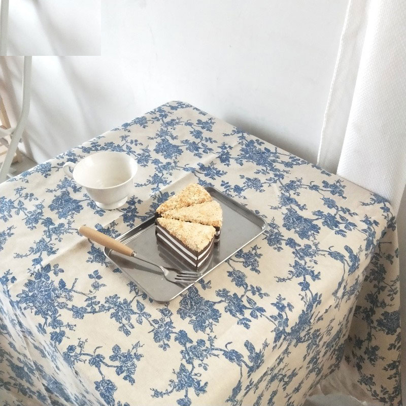 Cotton Linen Floral Tablecloth