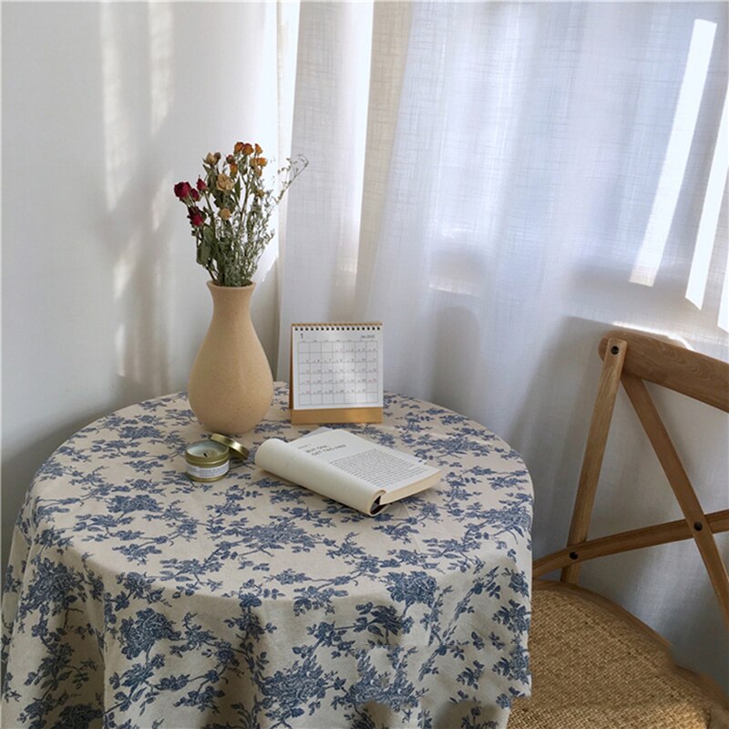 Cotton Linen Floral Tablecloth