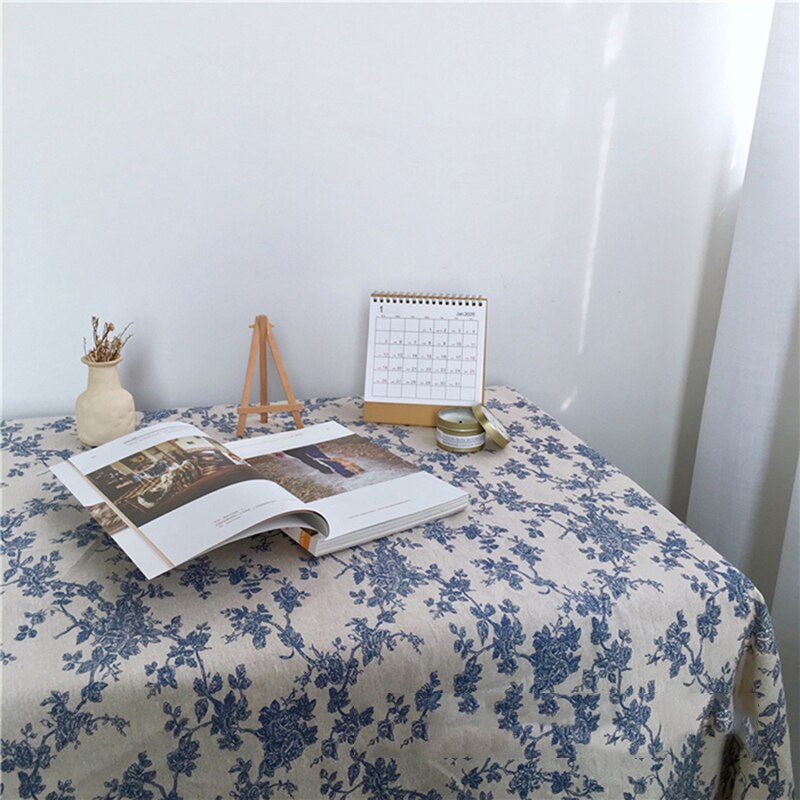 Cotton Linen Floral Tablecloth
