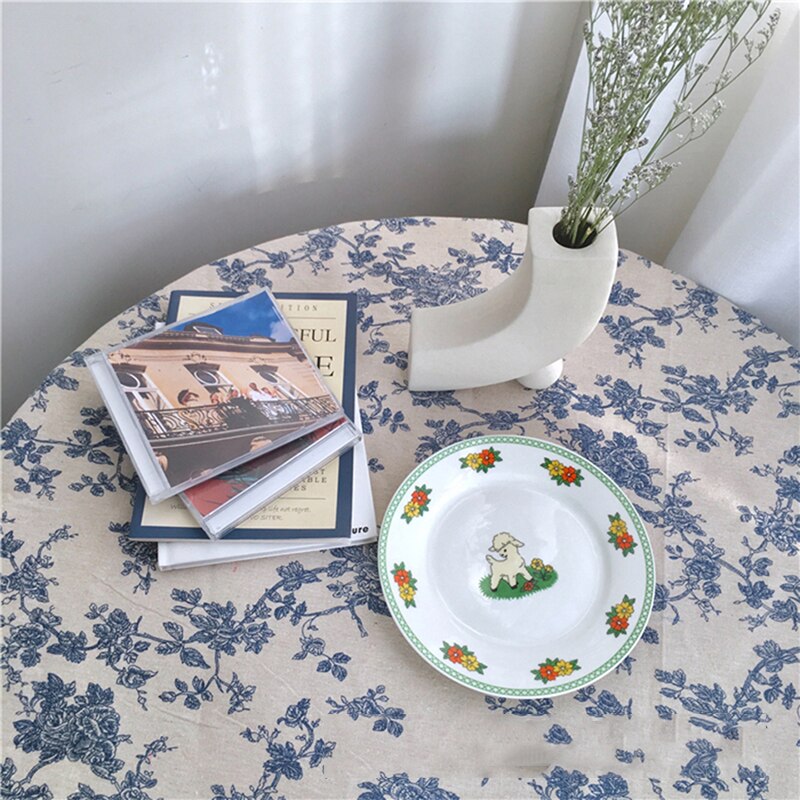 Cotton Linen Floral Tablecloth