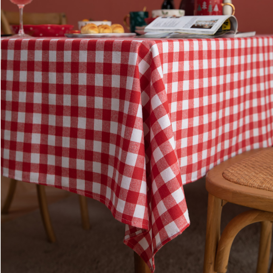 Cotton Red Gingham Tablecloth