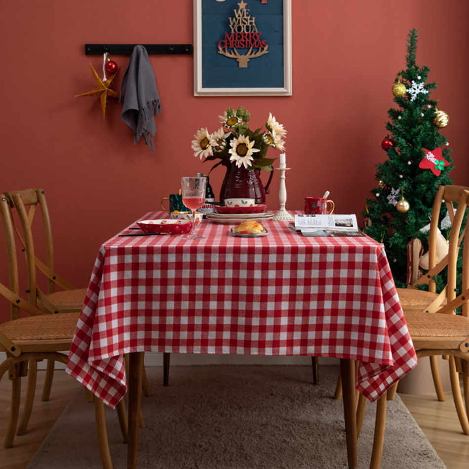 Cotton Red Gingham Tablecloth