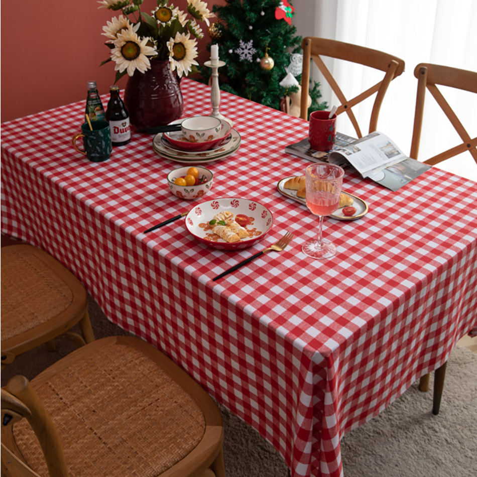 Cotton Red Gingham Tablecloth