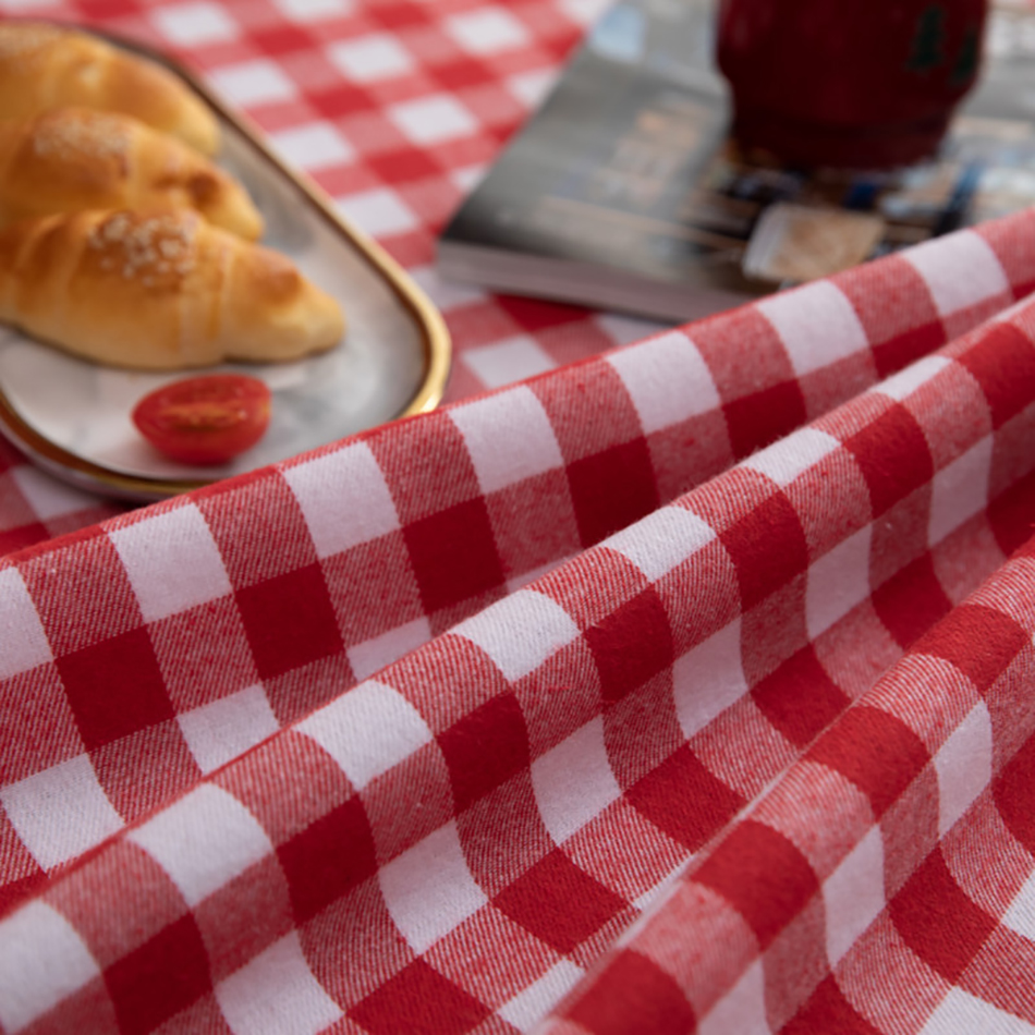 Cotton Red Gingham Tablecloth