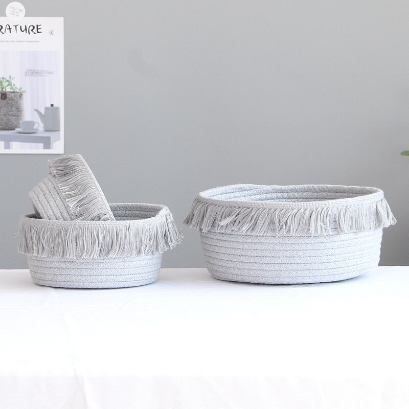 Cotton Rope Eco Friendly Tassel Basket