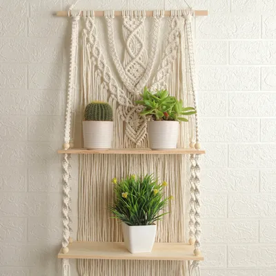 Cotton Rope Macrame Wall Hanging Shelf Cotton Rope Macrame Wall Hanging Shelf