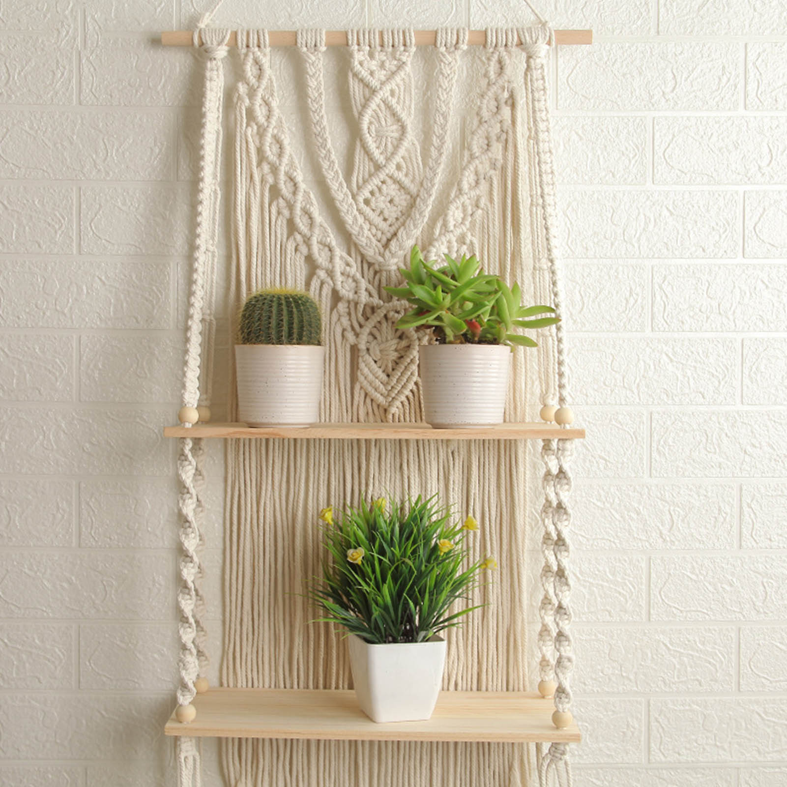 Cotton Rope Macrame Wall Hanging Shelf