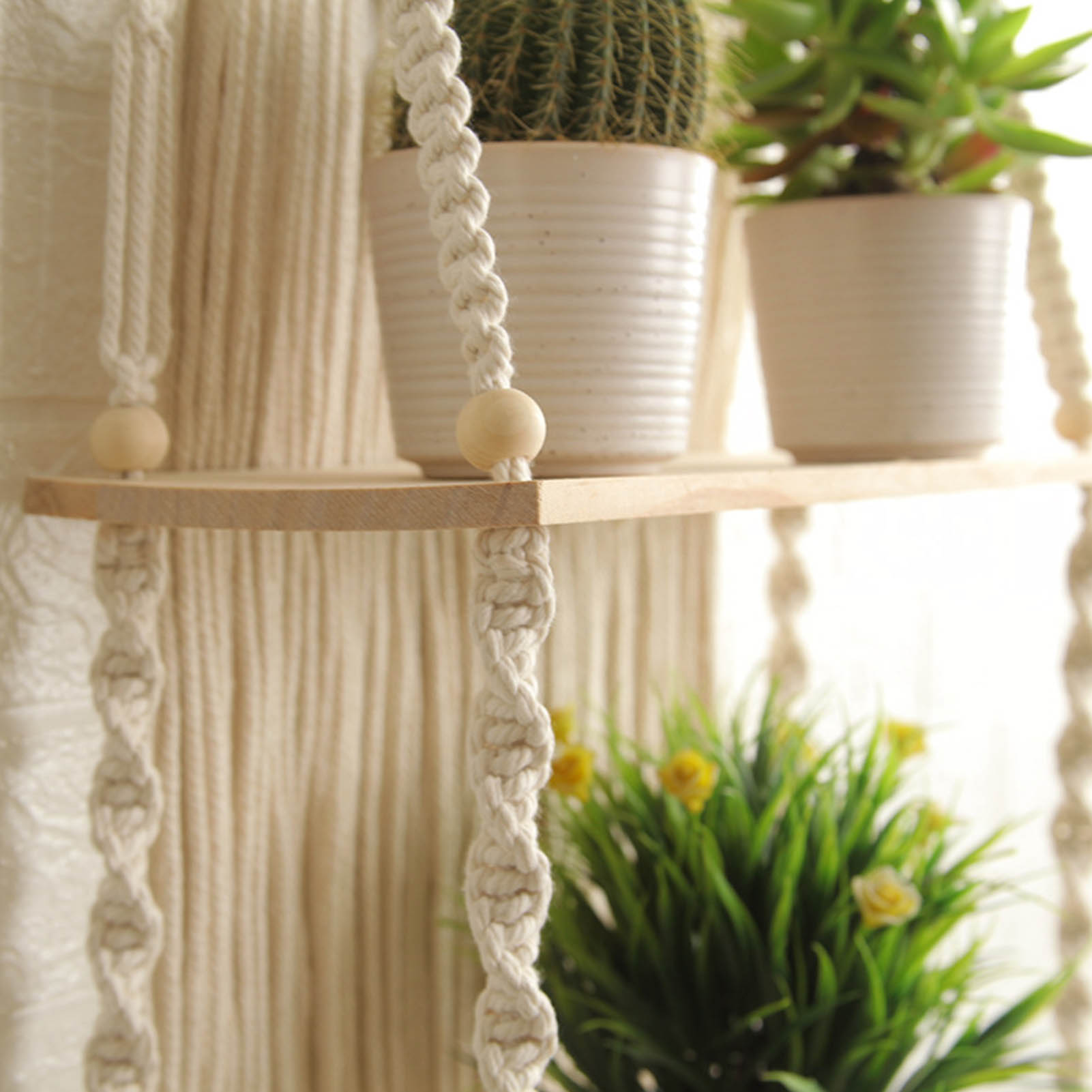 Cotton Rope Macrame Wall Hanging Shelf Cotton Rope Macrame Wall Hanging Shelf