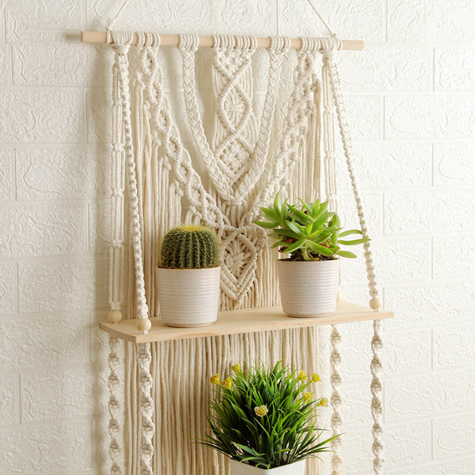 Cotton Rope Macrame Wall Hanging Shelf Cotton Rope Macrame Wall Hanging Shelf