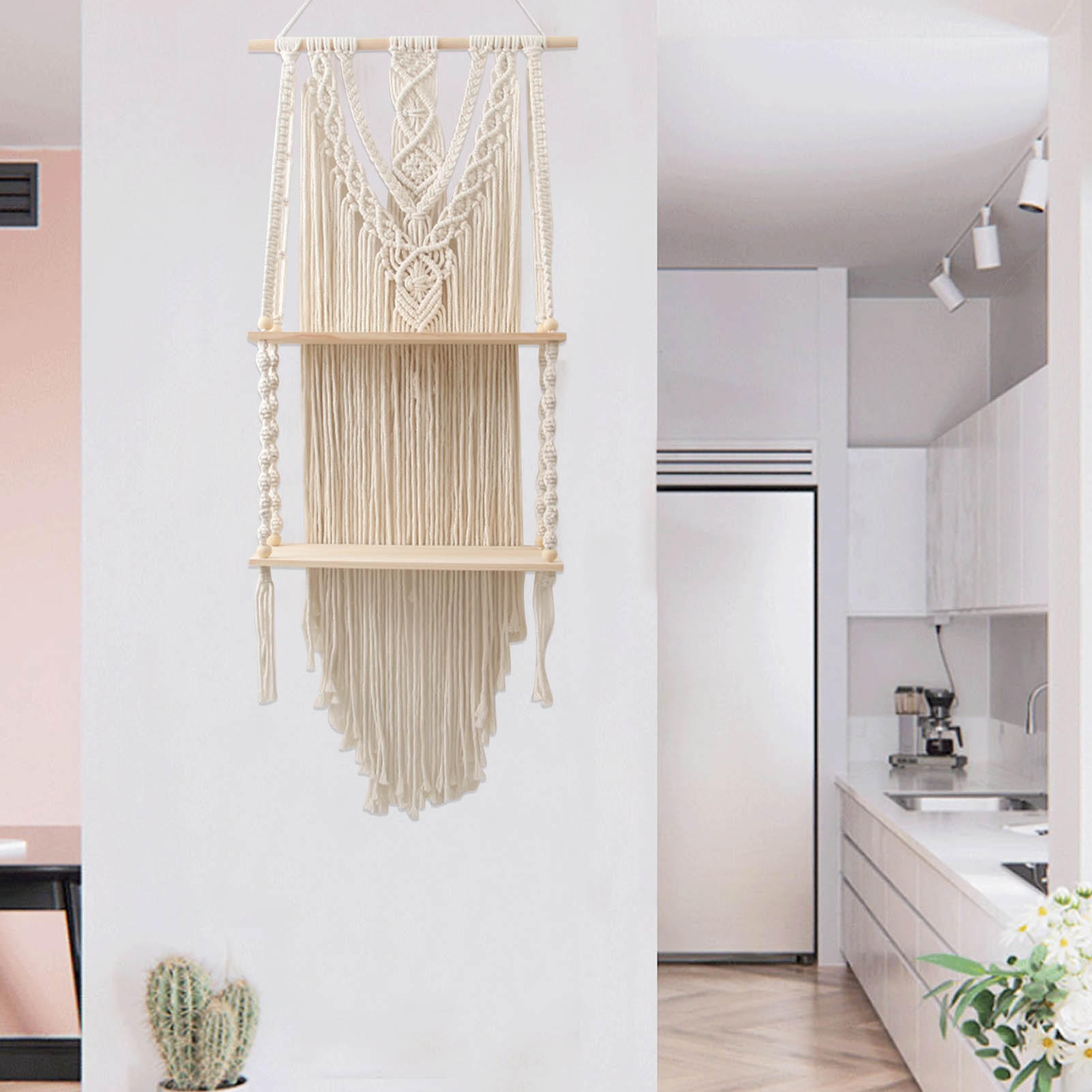 Cotton Rope Macrame Wall Hanging Shelf Cotton Rope Macrame Wall Hanging Shelf