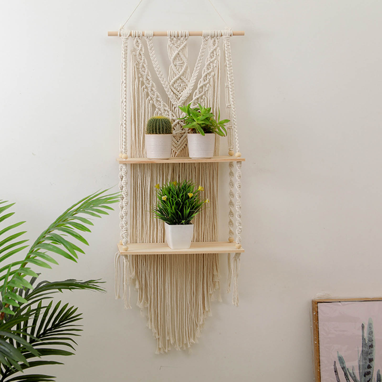 Cotton Rope Macrame Wall Hanging Shelf Cotton Rope Macrame Wall Hanging Shelf